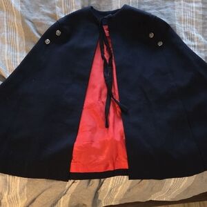 Stylish Kids Cape in Navy with Red Interior